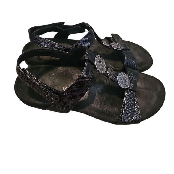 Vionic FARRA lizard Sz 11 Black Sandals With Silver Metallic - Picture 4 of 5